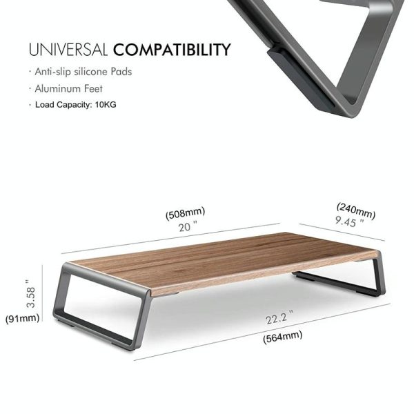 Metal Feet Monitor Stand for Imac Macbook Lcd Printer - Black - Image 3