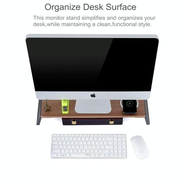 Metal Feet Monitor Stand for Imac Macbook Lcd Printer - Black - Image 4