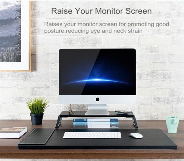 Metal Feet Monitor Stand for Imac Macbook Lcd Printer - Black - Image 6