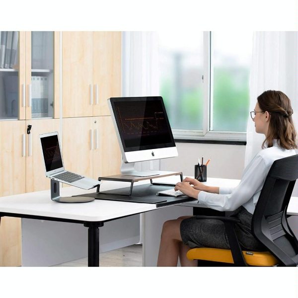 Metal Feet Monitor Stand for Imac Macbook Lcd Printer - Black - Image 8