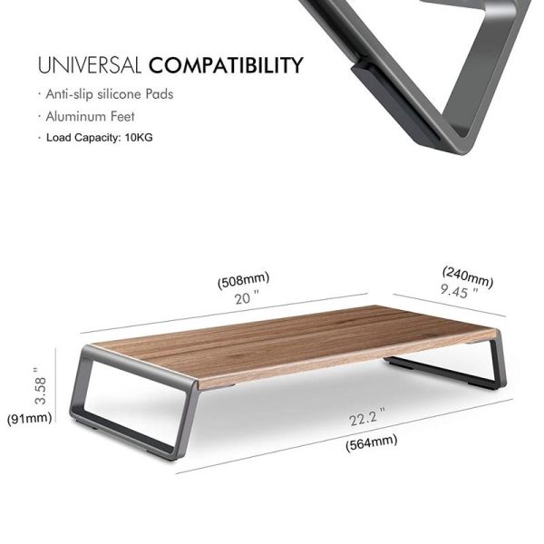 Metal Feet Monitor Stand for Imac Macbook Lcd Printer - Black - Image 10