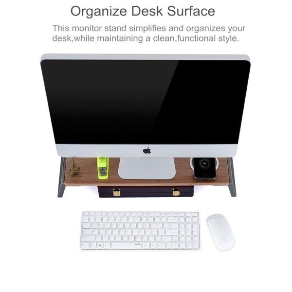 Metal Feet Monitor Stand for Imac Macbook Lcd Printer - Black - Image 11