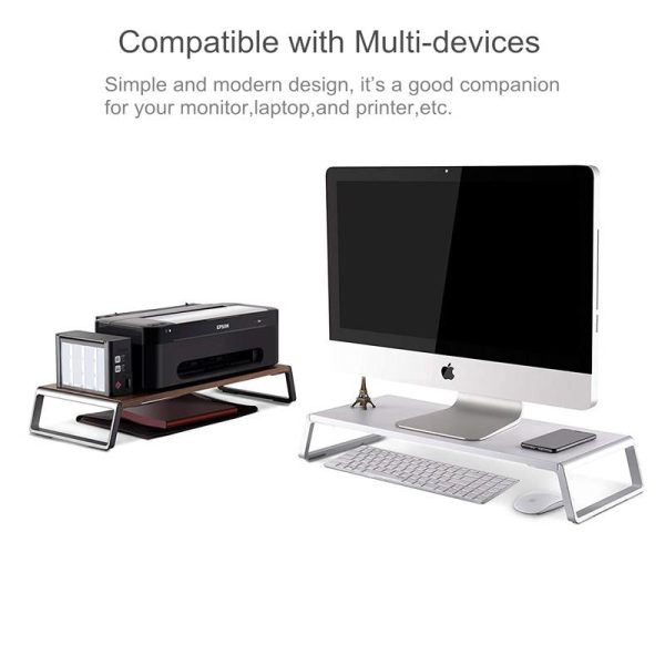 Metal Feet Monitor Stand for Imac Macbook Lcd Printer - Black - Image 12
