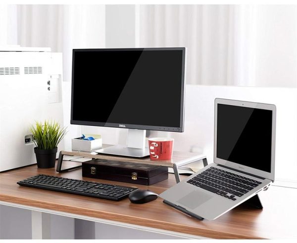 Metal Feet Monitor Stand for Imac Macbook Lcd Printer - Black - Image 14