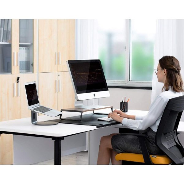 Metal Feet Monitor Stand for Imac Macbook Lcd Printer - Black - Image 15