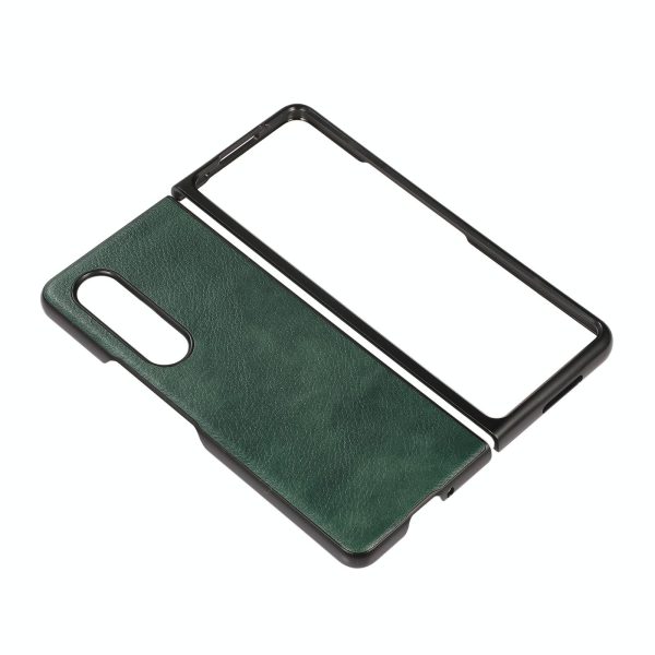 Two Tone Litchi Pu Case for Samsung Galaxy z Fold 4 - Slim & Stylish - Green - Image 15