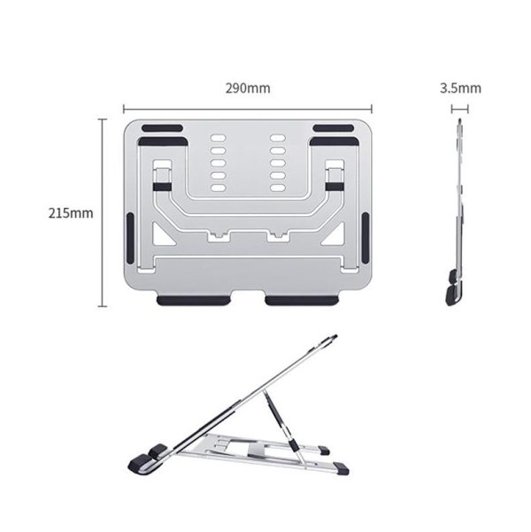 Foldable Aluminum Laptop Stand for Desktop Cooling - Rose Gold - Image 4