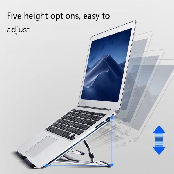 Foldable Aluminum Laptop Stand for Desktop Cooling - Rose Gold - Image 5