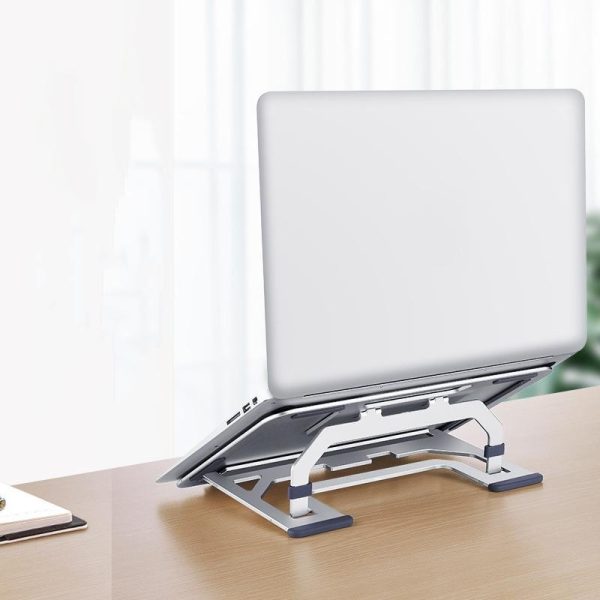 Foldable Aluminum Laptop Stand for Desktop Cooling - Rose Gold - Image 8