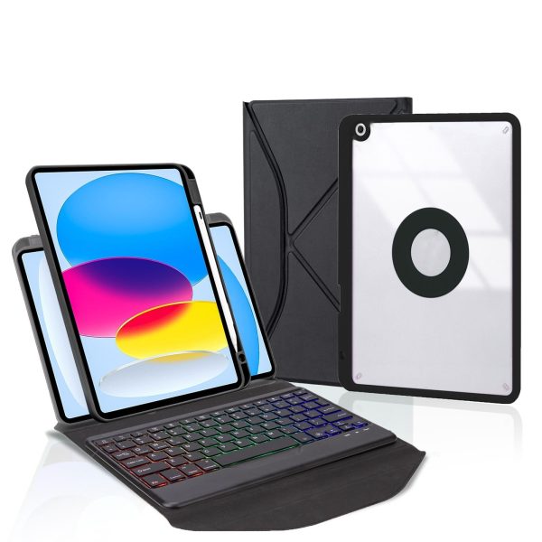 Bluetooth Keyboard Leather Tablet Case With Pen Slot And Backlight - Green - Image 2
