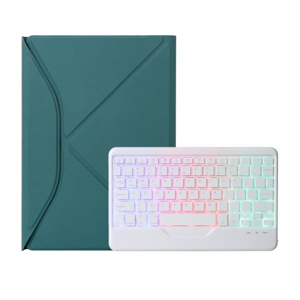 Bluetooth Keyboard Leather Tablet Case With Pen Slot And Backlight - Green - Image 9