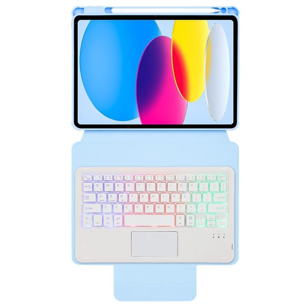 360 Rotation Bluetooth Keyboard Leather Case For Ipad 10.9 2022 With Touch Control And Backlight - Blue - Image 5