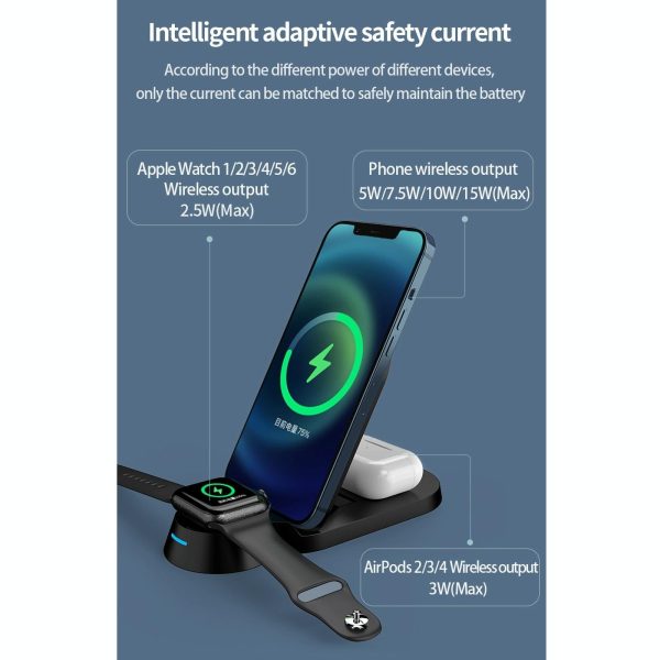 3 In 1 Foldable Wireless Charger For Smart Devices - White - Image 5