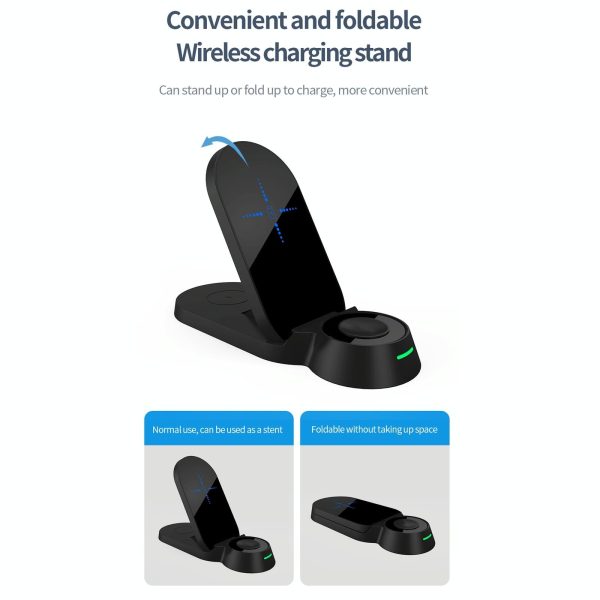 3 In 1 Foldable Wireless Charger For Smart Devices - White - Image 6