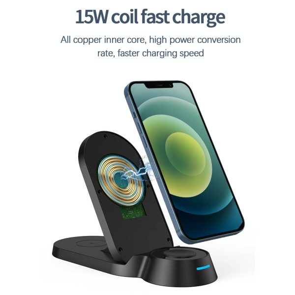 3 In 1 Foldable Wireless Charger For Smart Devices - White - Image 7