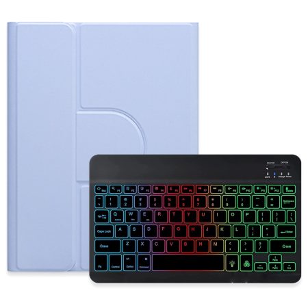 360 Degree Rotatable Bluetooth Keyboard Leather Case With Three-Colour Backlight - Light Purple - For Ipad 10Th Gen 10.9 2022