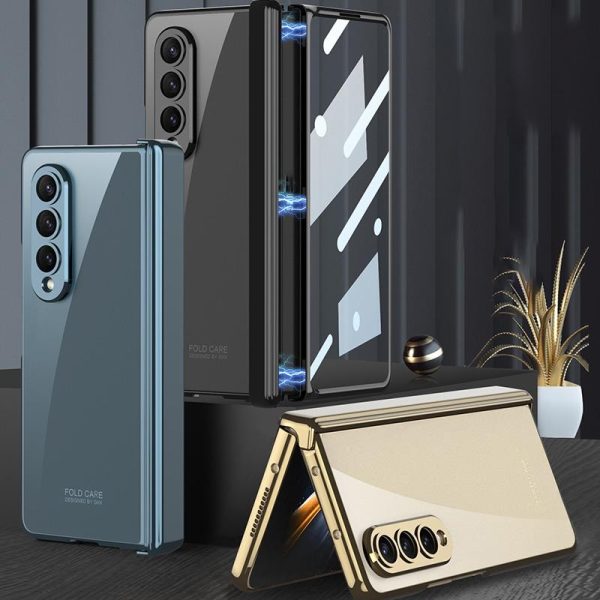 Samsung Galaxy z Fold 4 Magnetic Hinged Folding Case - Wine Red - Image 3