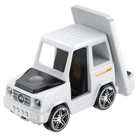 6 In 1 Car Shape Speaker With Clock & Wireless Charger - White