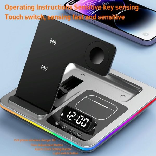 15W 5 In 1 Foldable Wireless Charger Stand - Silver - Image 5