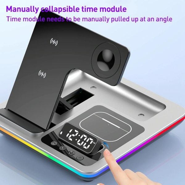 15W 5 In 1 Foldable Wireless Charger Stand - Silver - Image 8