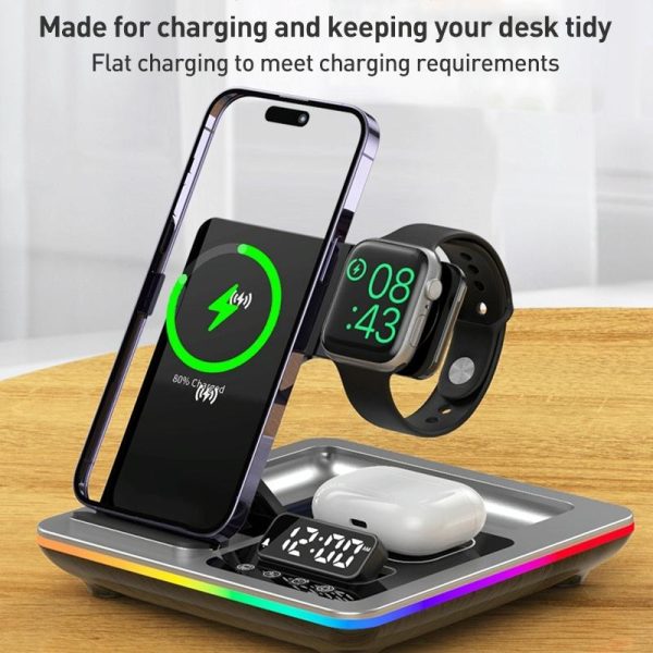 15W 5 In 1 Foldable Wireless Charger Stand - Silver - Image 13