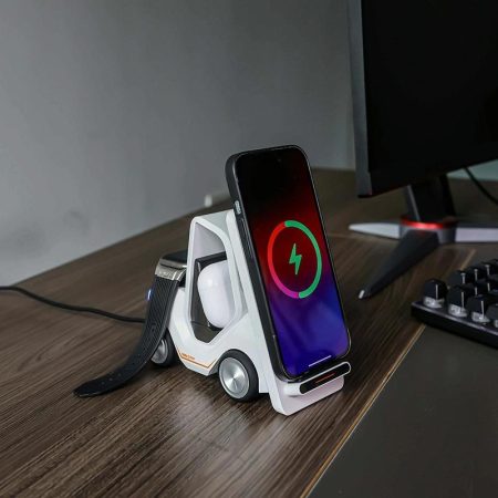 15W 3 In 1 Forklift Wireless Charger With Led Light - White