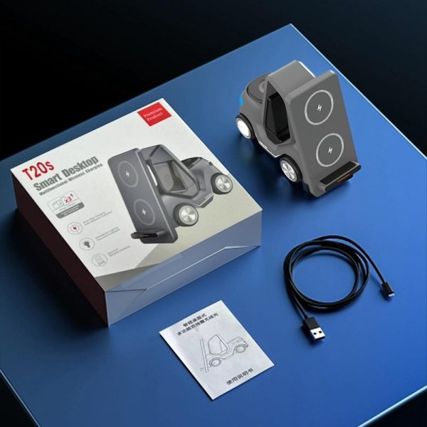 15W 3 In 1 Forklift Wireless Charger With Led Light - White - Image 6