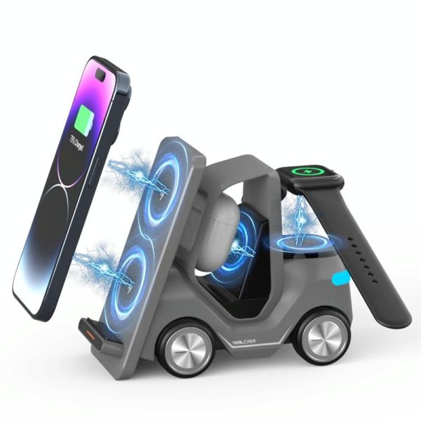 15W 3 In 1 Forklift Wireless Charger With Led Light - White - Image 7