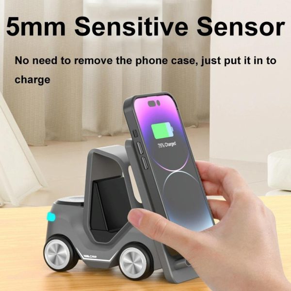 15W 3 In 1 Forklift Wireless Charger With Led Light - White - Image 10