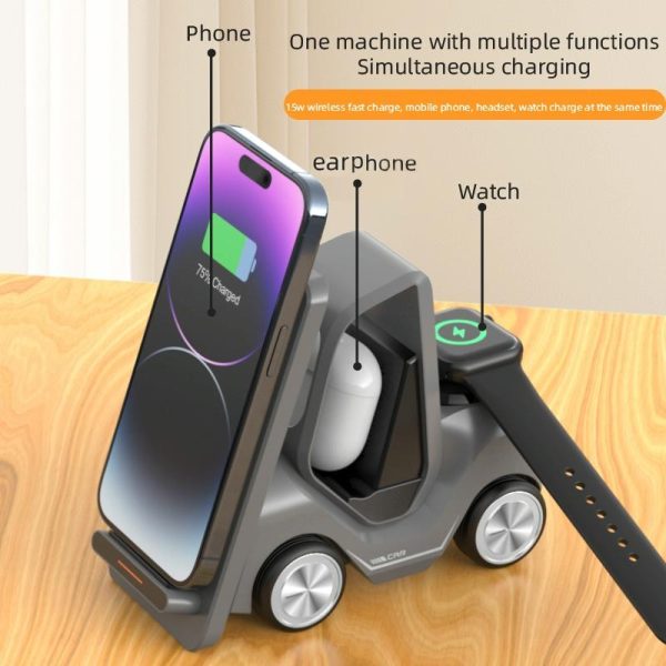 15W 3 In 1 Forklift Wireless Charger With Led Light - White - Image 12