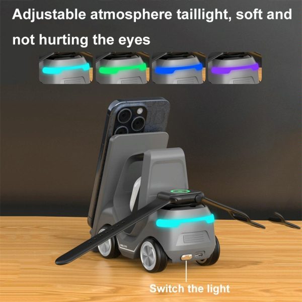 15W 3 In 1 Forklift Wireless Charger With Led Light - White - Image 14