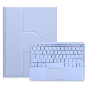 360 Degree Rotatable Bluetooth Keyboard Leather Case With Touchpad - Square Button - Light Purple - For Ipad 10.2 2021 / Air 2019 - Image 1