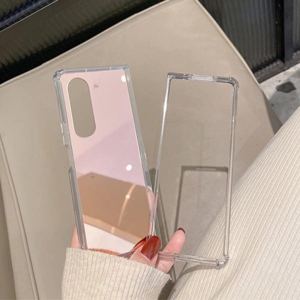 Reflective Noodle Case for Samsung Galaxy z Fold 4 - Reflective Finish - Rose Gold - Image 2