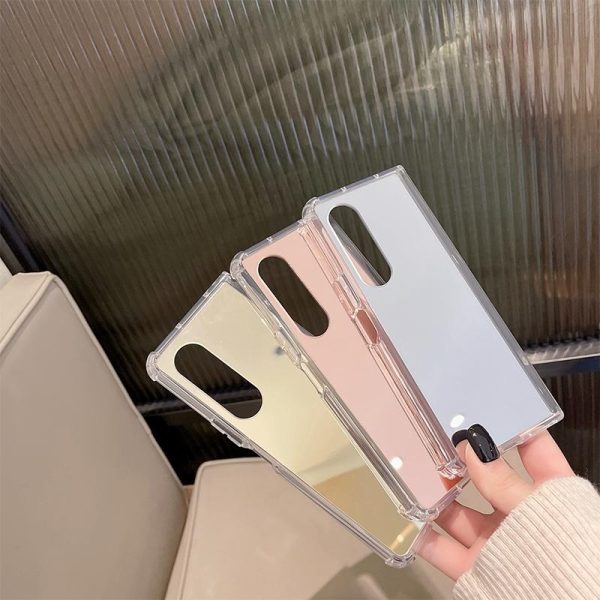 Reflective Noodle Case for Samsung Galaxy z Fold 4 - Reflective Finish - Rose Gold - Image 4