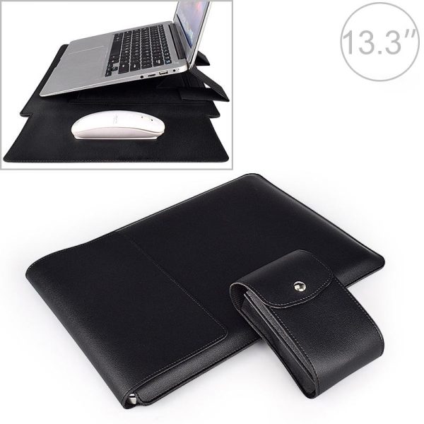13.3 Inch Laptop Sleeve Leather Case with Small Storage Bag - Green - Image 3