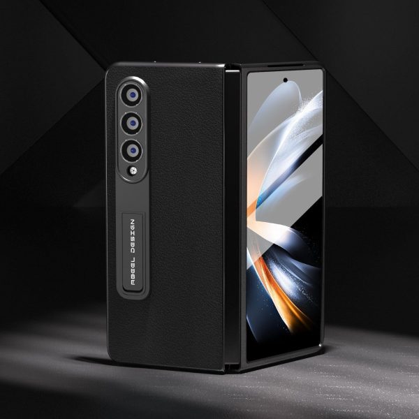 Leather Phone Case with Holder for Samsung Galaxy z Fold 4 / 5g - Wave Design - Grey - Image 7