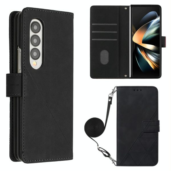 For Samsung Galaxy z Fold4 5G Embossed Leather Flip Crossbody Phone Case - 3d Design - Purple - Image 14