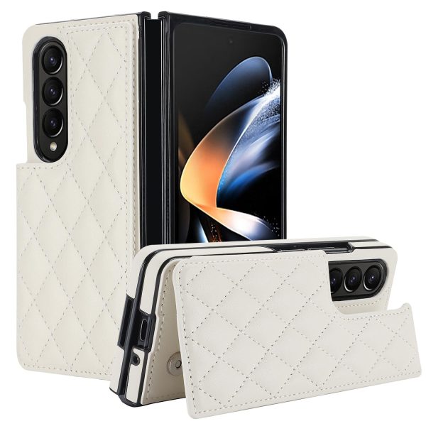 Foldable Full Coverage Double Buckle Pu Phone Case for Samsung Galaxy z Fold 4 - Rose Gold - Image 3