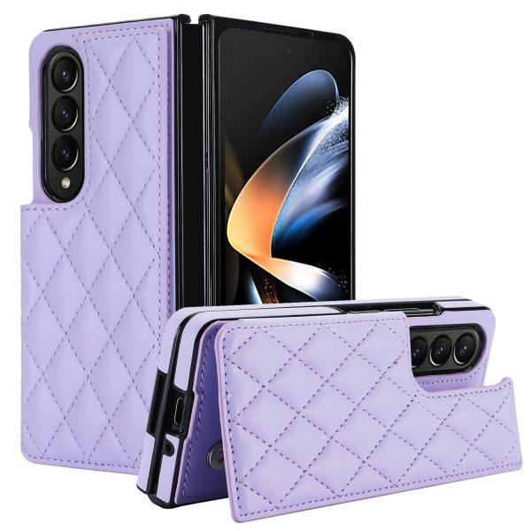 Foldable Full Coverage Double Buckle Pu Phone Case for Samsung Galaxy z Fold 4 - Rose Gold - Image 5