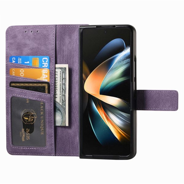 Vintage Magnetic Wallet Case for Samsung Galaxy z Fold 4 - Zipper Closure - Green - Image 13