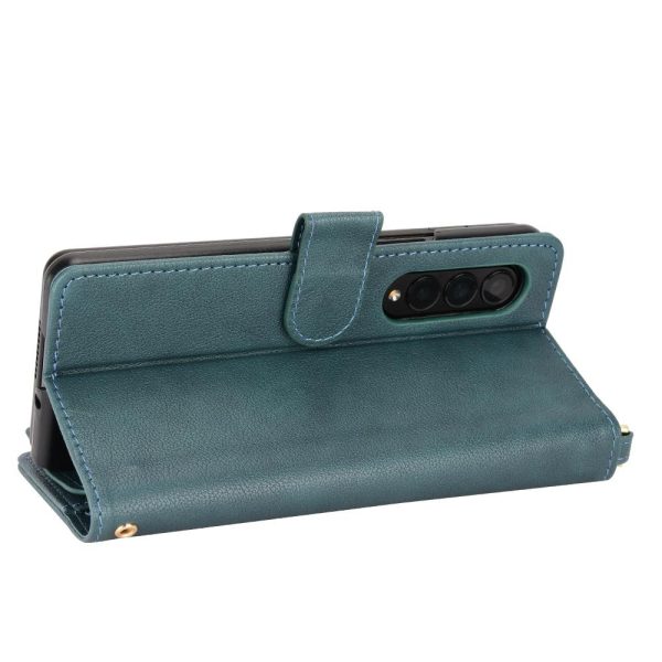 For Samsung Galaxy z Fold4 5G Zipper Leather Phone Case with Litchi Texture - Brown - Image 5