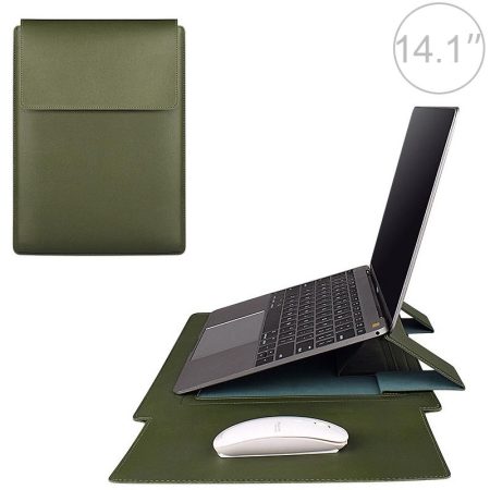 14.1 Inch Laptop Sleeve Leather Carrying Bag - Green