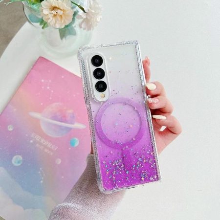 Sparkle Tpu Case for Samsung Galaxy z Fold 4 with Magsafe - Purple
