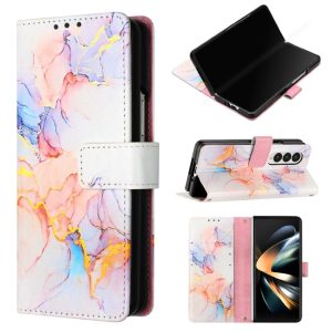 Marble Leather Flip Case for Samsung Galaxy z Fold 4 - Galaxy Marble White Ls004 - Image 1