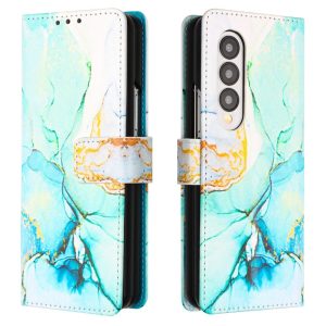 Marble Leather Flip Case for Samsung Galaxy z Fold 4 - Galaxy Marble White Ls004 - Image 13