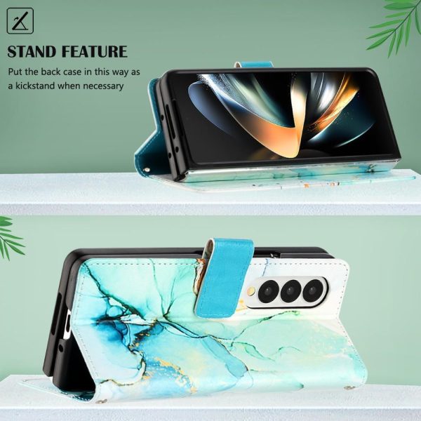 Marble Leather Flip Case for Samsung Galaxy z Fold 4 - Galaxy Marble White Ls004 - Image 14