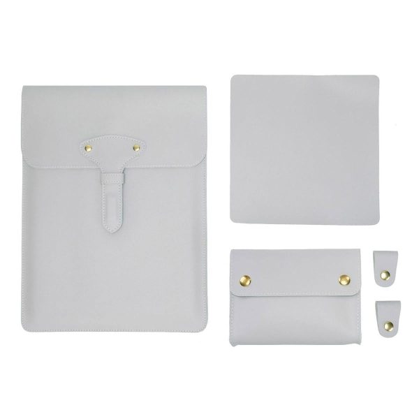 3-in-1 Waterproof Leather Laptop Liner Bag - 14 Inches - Honeydet Oranges - Image 12