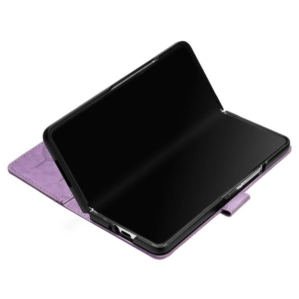 For Samsung Galaxy z Fold4 5G Butterfly Embossed Leather Phone Case - Dark Purple - Image 13