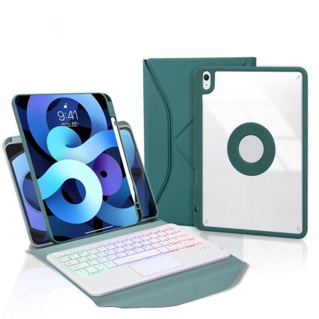 Bluetooth Keyboard Leather Case For Ipad Air 10.9 With Touchpad And Pen Slot Backlit - Green