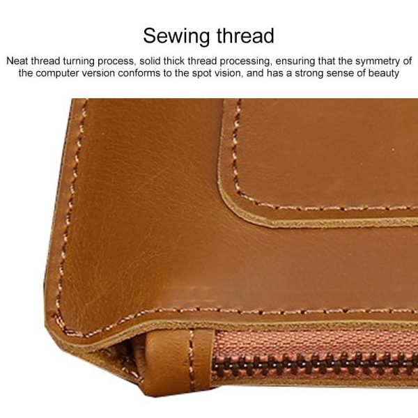 Premium Leather Business Laptop Bag With Zipper - Universal Fit - Coffee - Image 7